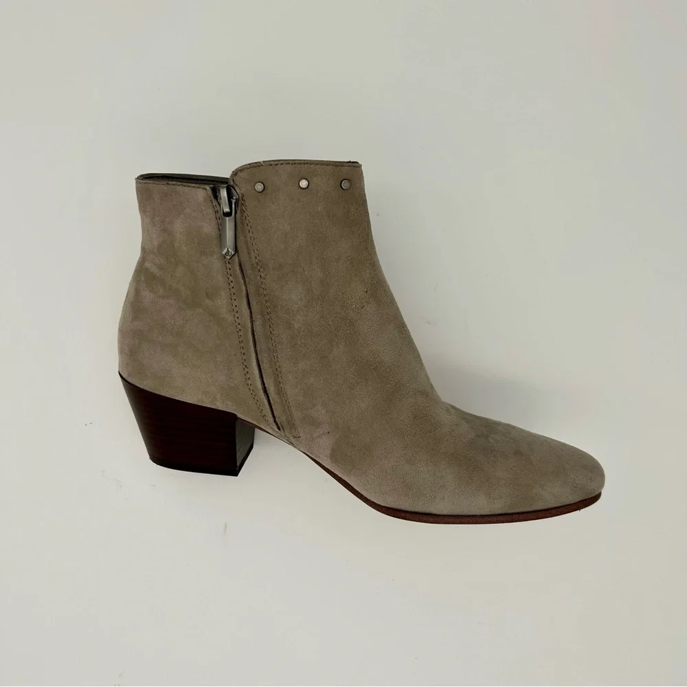 Sam Edelman - Women's Studded Fringe Suede Ankle Boots/ Thick Heels/ Bootie - Picture 2 of 16